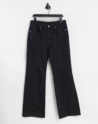 pinstripe flare jeans