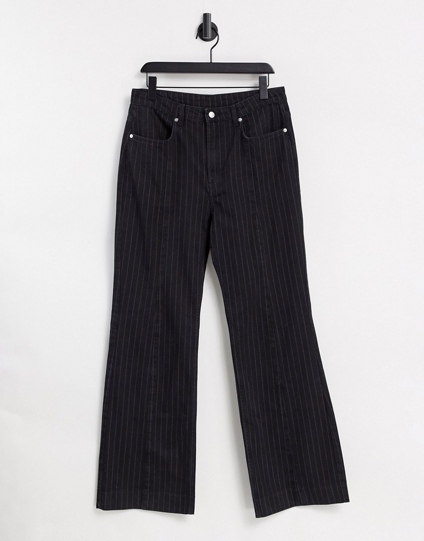 Weekday - Orian - Flare jeans met krijtstreep van organisch katoen, combi-set-Zwart