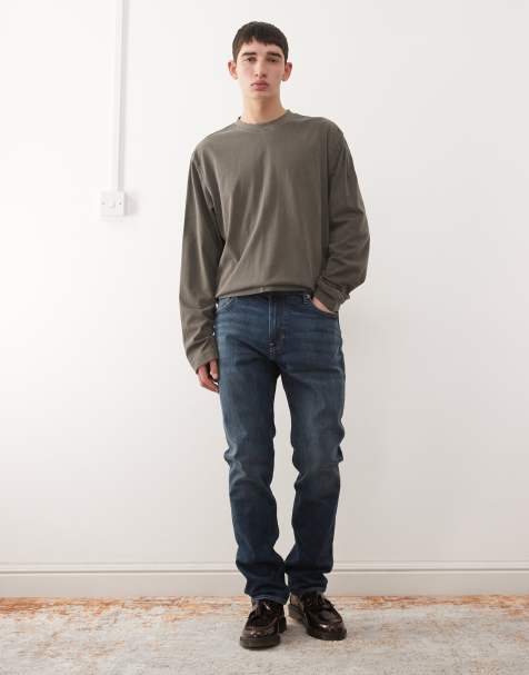 Weekday Orion slim straight jeans in mid blue wash