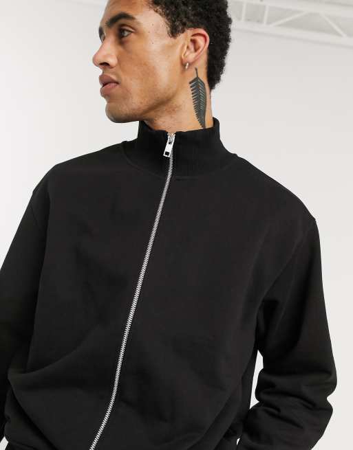 Weekday Otis zipped sweatshirt in black | ASOS