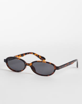 Weekday Oval Sunglasses With Black Lense In Brown