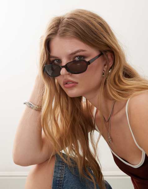 Weekday – Ovale Sonnenbrille in Dunkelbraun - view 1