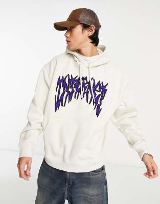 Weekday Oversize Internet Graphic Hoodie In Beige-neutral