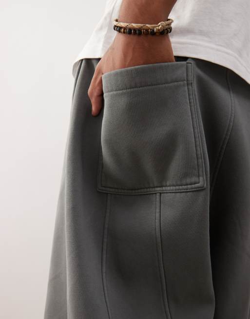Weekday – Oversize-Jogginghose in Dunkelgrau mit weitem Bein und sichtbaren Nähten, Kombiteil, 3 von 5