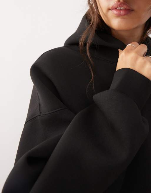 Weekday – Oversize-Kapuzenpullover aus neoprenähnlichem Material in Schwarz, 3 von 4