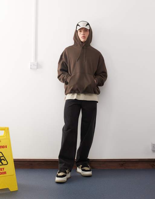 Weekday – Oversize-Kapuzenpullover in Braun, 3 von 4