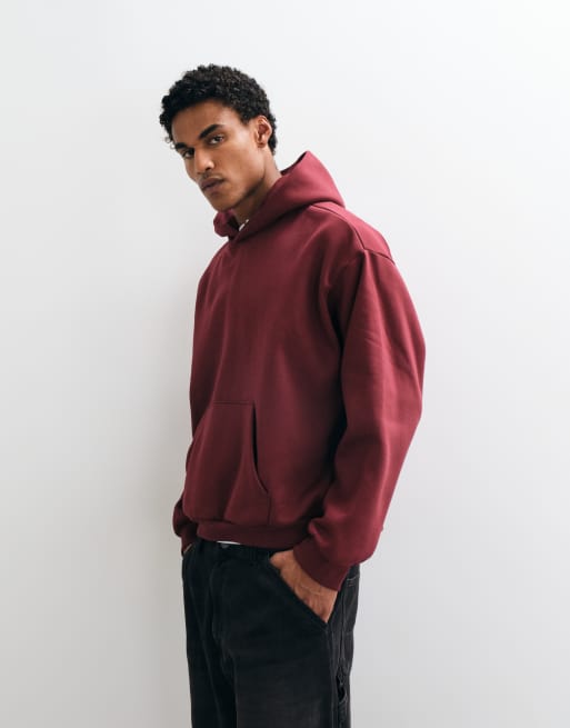 Weekday Oversize-Kapuzenpullover mit lockerem Schnitt in Burgunderrot, 2 von 10