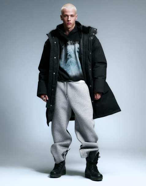 Weekday – Oversize-Parka in Schwarz mit Kapuze aus Kunstpelz - view 1