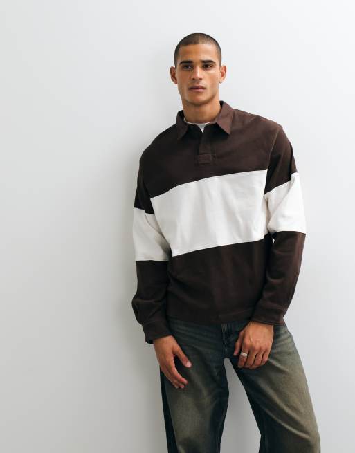 Weekday Oversize-Polo im Rugby-Stil in Dunkelbraun, 4 von 5