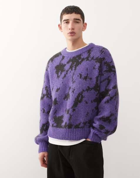 Weekday – Oversize-Pullover aus Wollmix in Lila und Schwarz mit Jacquard-Muster - view 1