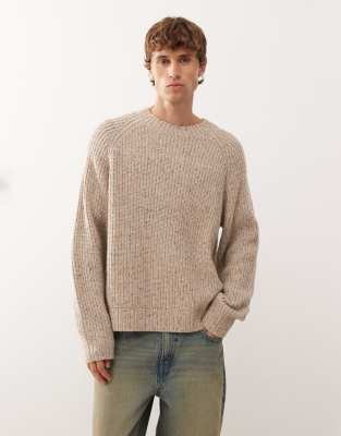 Oversize-Pullover in Beige aus genopptem Wollmix-Neutral Neutral M