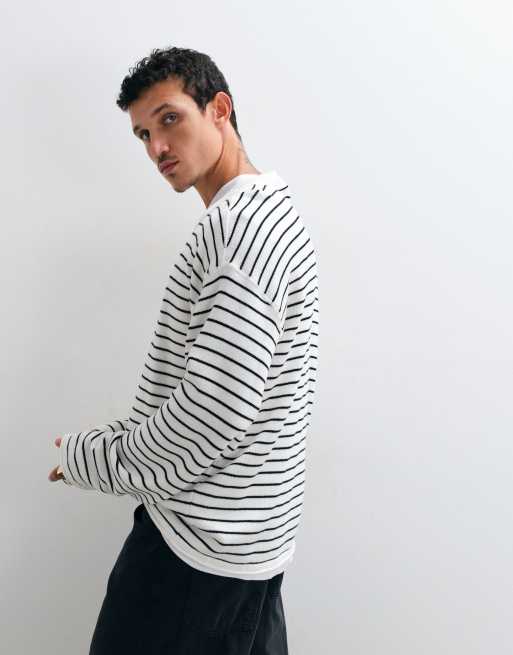 Weekday Oversize-Pullover in Wollweiß und schwarzen Streifen, 5 von 5