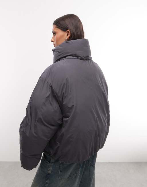 Weekday Oversize-Steppmantel mit hohem Kragen in Dunkelgrau, 4 von 4
