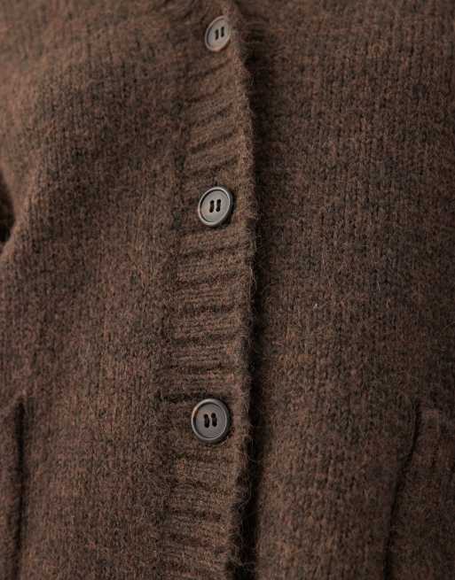 Weekday – Oversize-Strickjacke in braun meliert mit V-Ausschnitt, 3 von 4