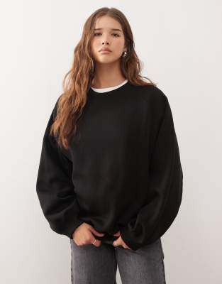 Weekday - Oversize-Sweatshirt aus schwerem Jersey in Schwarz