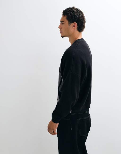 Weekday oversize sweter z grafiką płomienia w kolorze czarnym, 4 z 5