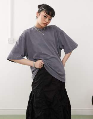 Weekday - Oversize-T-Shirt in hellgrauer Waschung