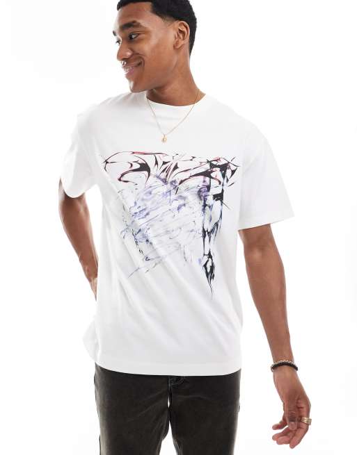 Weekday – Oversize-T-Shirt in Weiß mit Drachen-Grafikprint