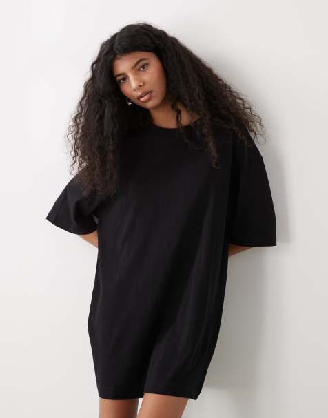 Weekday – Oversize-T-Shirt-Kleid in Schwarz - view 1