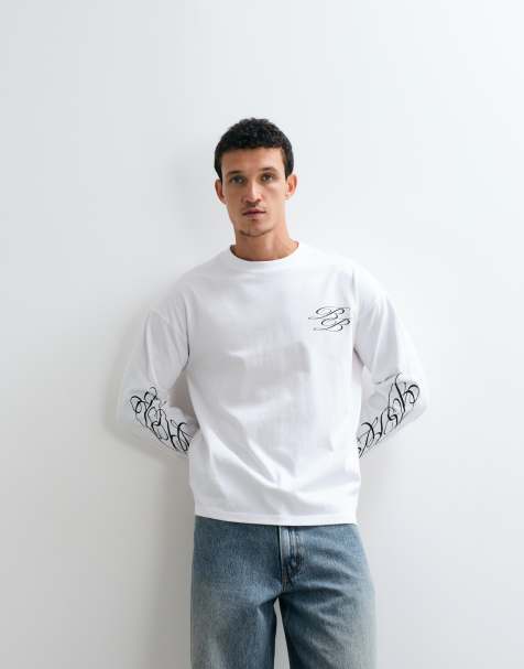 Weekday oversize T-shirt z długim rękawem z nadrukiem graficznym Broken Beats w kolorze białym - view 1