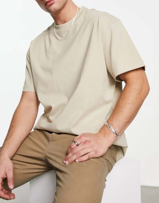 Weekday oversized 2-pack t-shirt in beige and brown