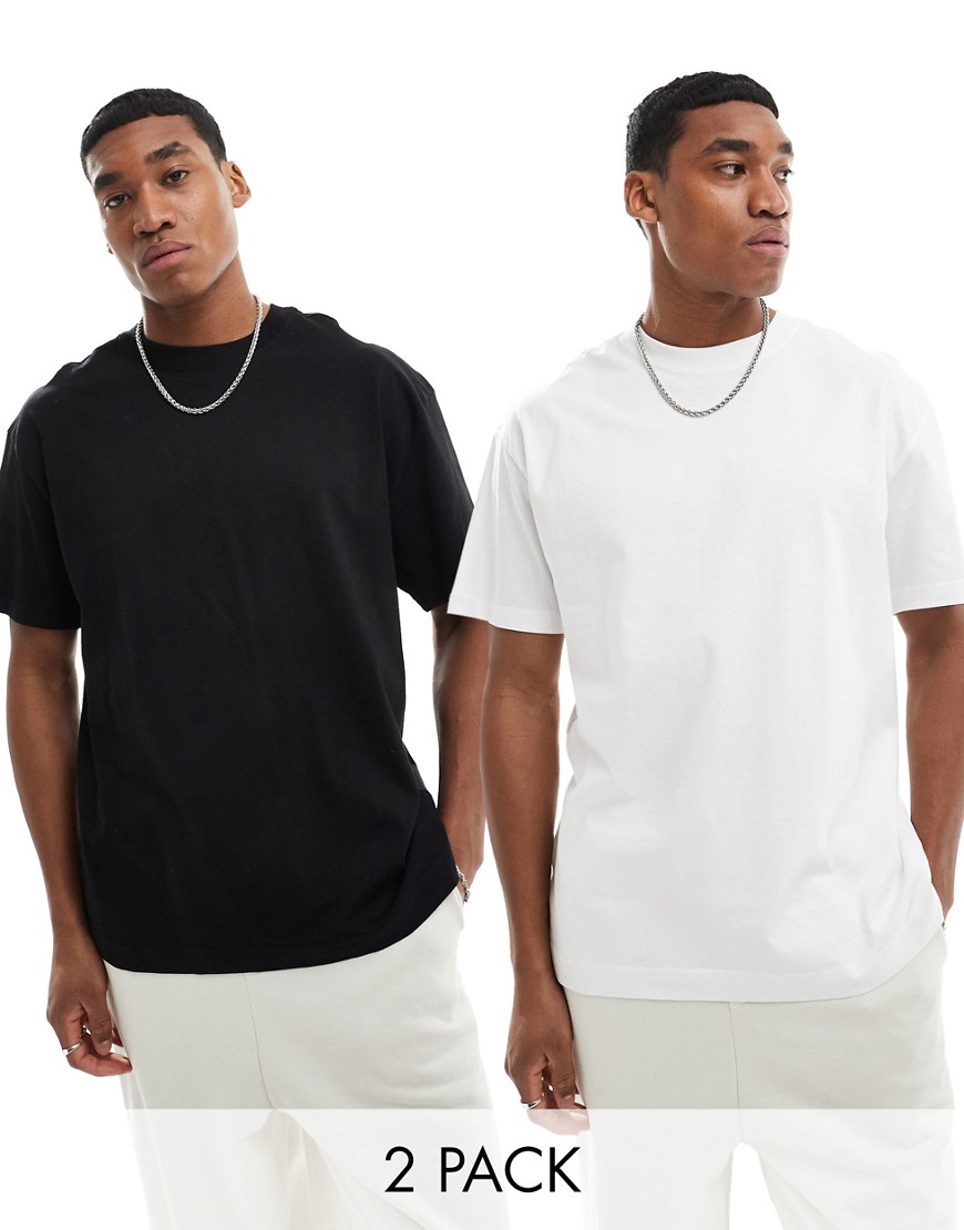 Weekday oversized 2-pack t-shirt in black and white