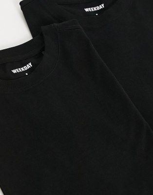 Weekday Oversized 2-pack T-shirt In Black