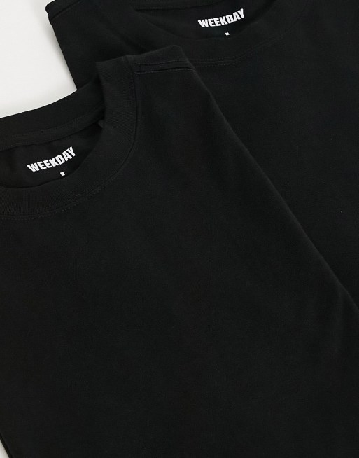 Weekday oversized 2-pack t-shirt in black | ASOS