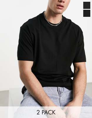 Weekday Oversized 2-pack T-shirt In Black