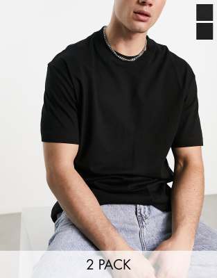 Weekday oversized 2-pack t-shirt in black | ASOS