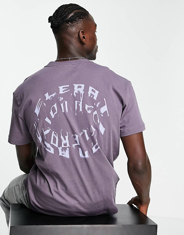 Weekday - oversized acceleration back print t-shirt in purple