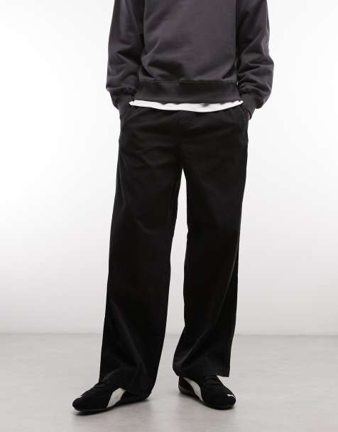Weekday - Oversized baggy broek met elastische taille in zwart met wassing - view 1