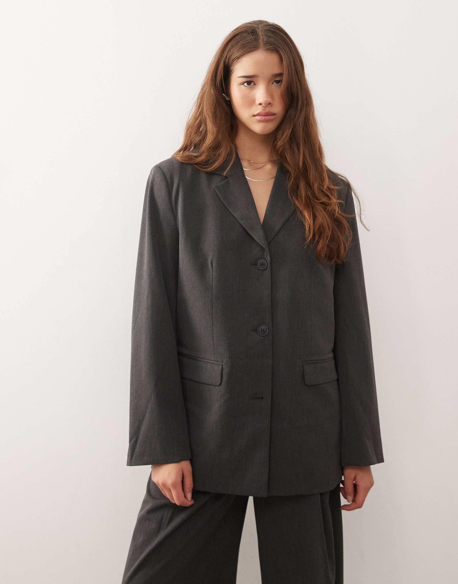 weekday oversized blazer in dark gray melange - part of a set