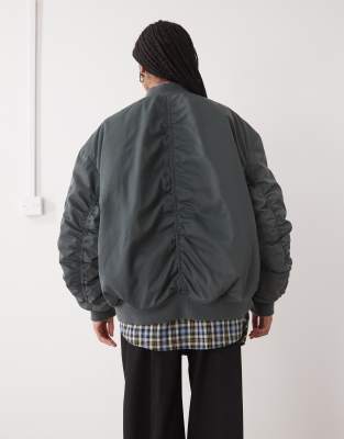 Weekday Oversized Bomber Jacket In Green