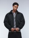 [Weekday] Weekday oversized bomber jacket with collar in black M Black