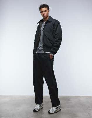 Weekday Oversized Bomber Jacket With Collar In Black