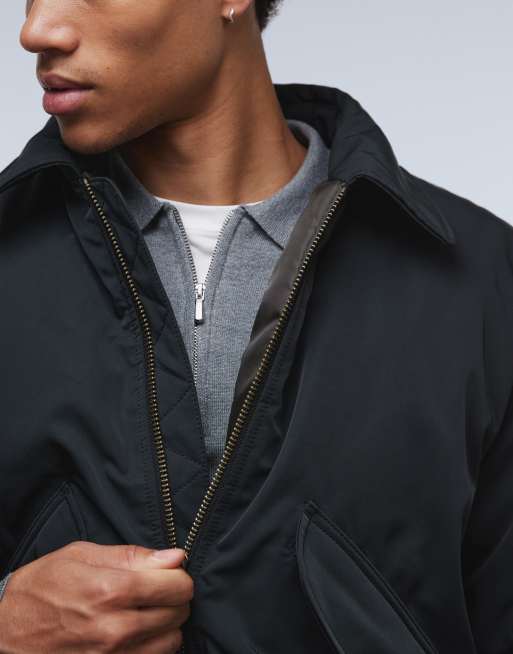 Weekday oversized bomber jacket with collar in black, 5 of 5