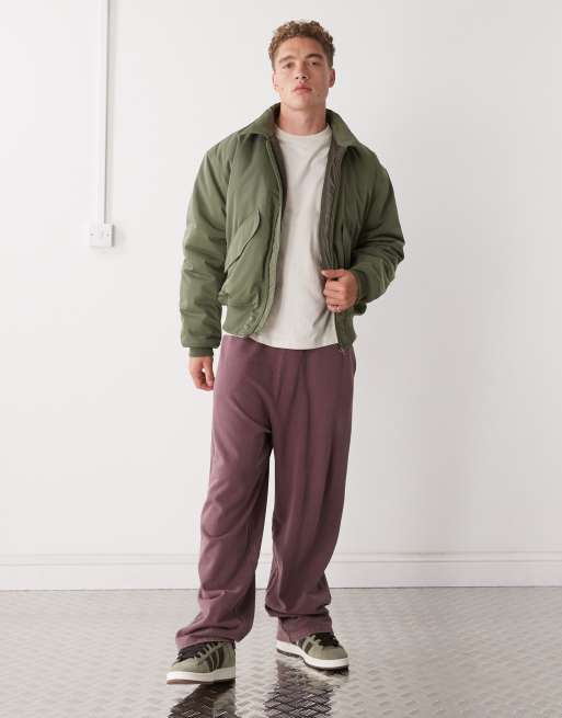 Weekday oversized bomber jacket with collar in khaki, 2 of 5