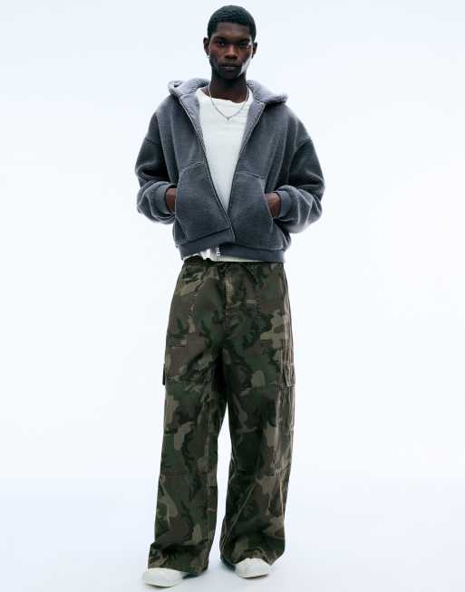 Weekday oversized borg fleece funnel neck zip hoodie in dark grey, 3 of 5
