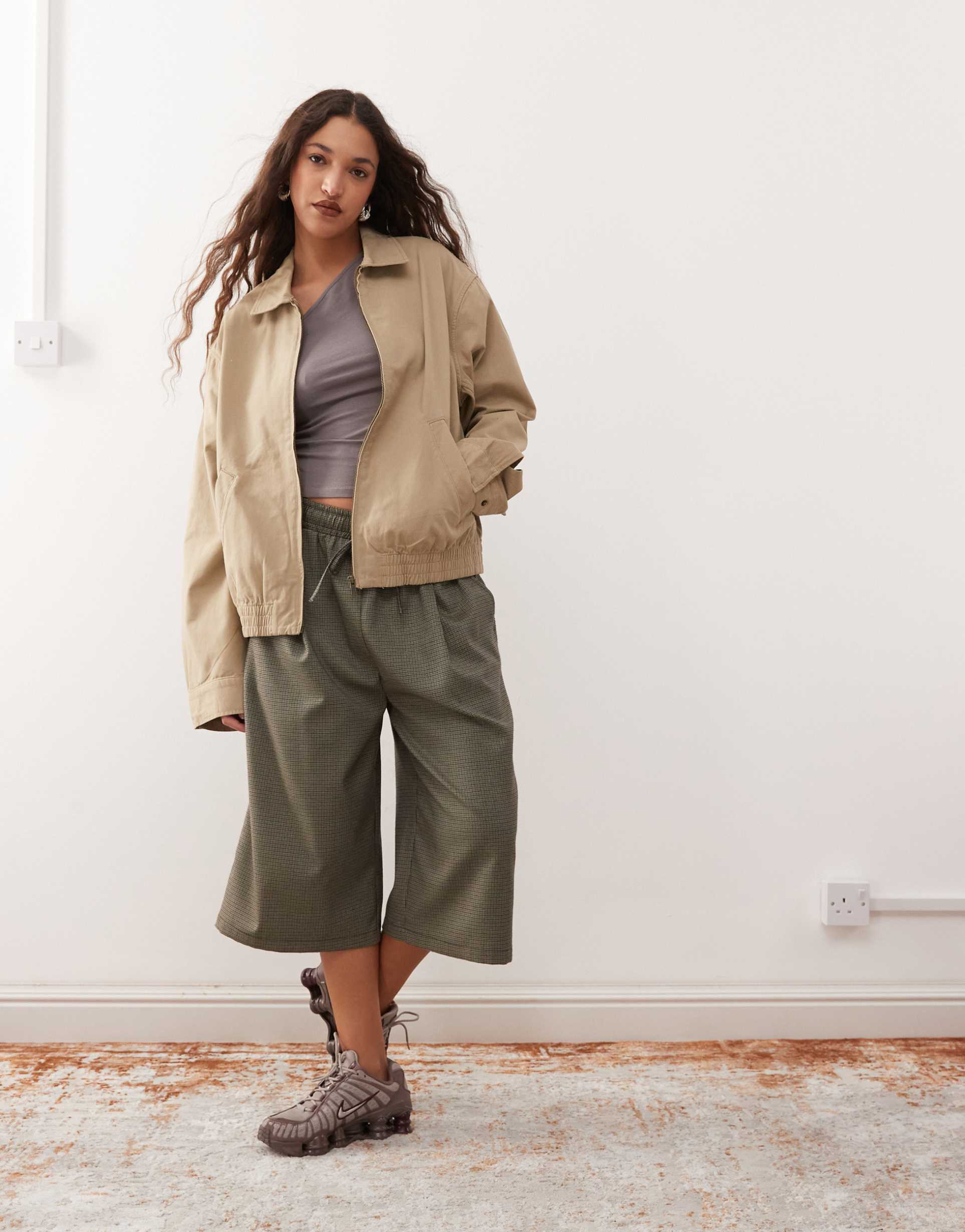 weekday oversized boxy fit jacket in beige