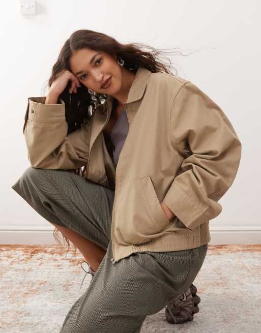 Weekday oversized boxy fit jacket in beige | ASOS