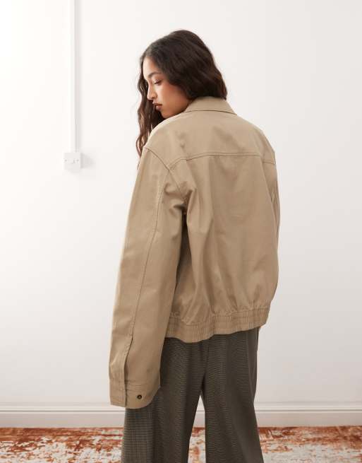 Weekday oversized boxy fit jacket in beige | ASOS