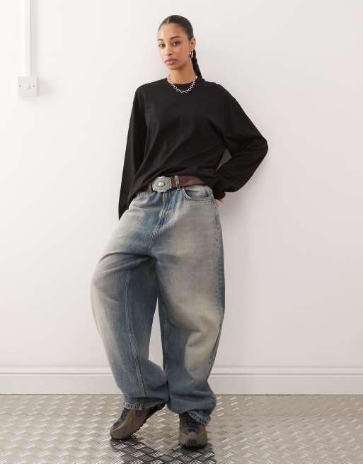 Weekday oversized boxy fit long sleeve t-shirt in black
