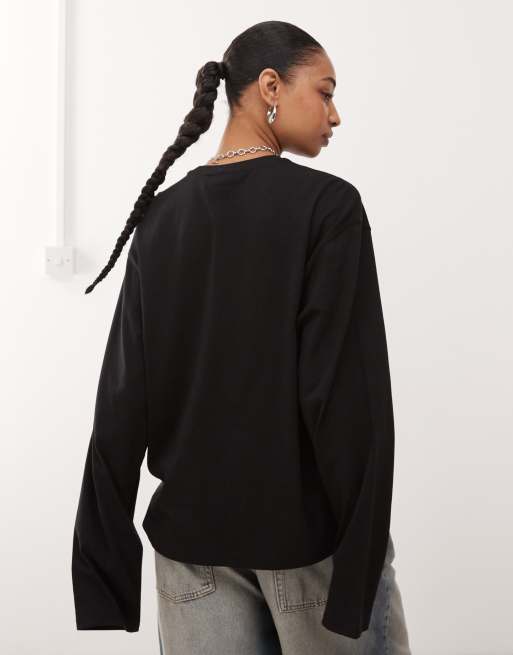 Weekday oversized boxy fit long sleeve t-shirt in black