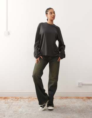 Weekday Oversized Boxy Fit Long Sleeve T-shirt In Black