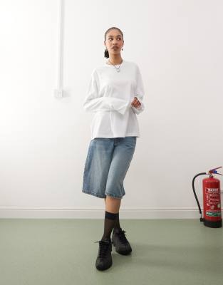 Weekday Oversized Boxy Fit Long Sleeve T-shirt In White