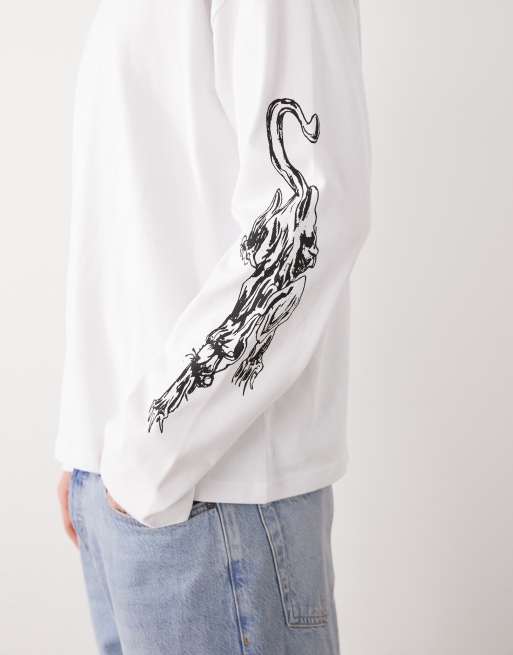 Weekday oversized boxy fit long sleeve t-shirt with panther sleeve