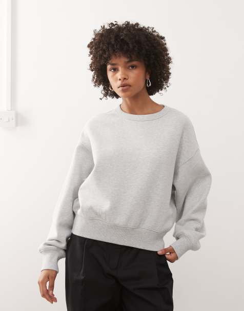 Weekday oversized boxy fit sweatshirt in grey melange