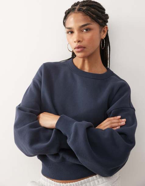 Weekday - Oversized boxy fit sweatshirt in marineblauw - view 1