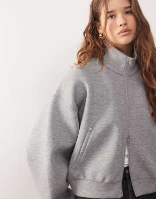 Weekday Oversized Boxy Fit Zip Through Track Jacket In Gray